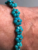 Sterling Silver Turquoise Flower Bracelet