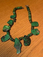 Green Jasper Chunky Necklace Gem Statement Free-formed Jewelry