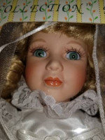New Seymour Mann Porcelain Bride Doll with Stand