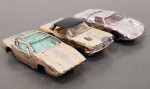 3 Vintage Aurora Diecast Cigarettebox Cars