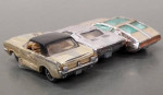 3 Vintage Aurora Diecast Cigarettebox Cars