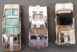3 Vintage Aurora Diecast Cigarettebox Cars