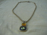 Necklace- Green and Amber Color Pendant
