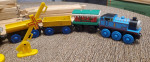 Lot 25+ Vintage Brio Wood Magnetic Thomas Train Set Tracks Crane Shark