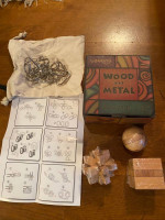 New inbox three-dimensional put together metal and wood puzzle
