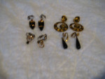 4 Pairs of Black Clip Earrings