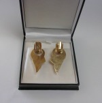 14K Gold Bassani Italy Dangle Puff Design Post/Latch Earrings Estate