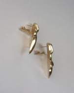 14K Gold Bassani Italy Dangle Puff Design Post/Latch Earrings Estate