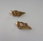 14K Gold Bassani Italy Dangle Puff Design Post/Latch Earrings Estate