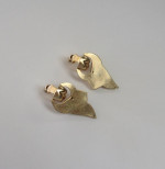 14K Gold Bassani Italy Dangle Puff Design Post/Latch Earrings Estate