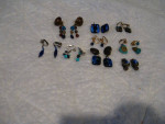 9 Pairs of Blue Colored Clip Earrings