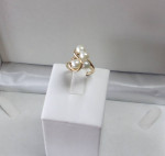 14K GOLD PEARL and DIAMOND SWIRL DESIGN RING Sz.6 LOCAL ESTATE SALE Pc