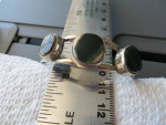 Vintage Stainless Steel and Black Abalone Shell Bracelet