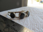 Vintage Stainless Steel and Black Abalone Shell Bracelet