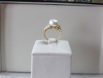 14K GOLD 10mm PEARL and 1/4ct DIAMOND DESIGN RING Sz.6.75 LOCAL ESTATE