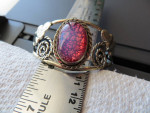 Vintage Silver Bracelet with Foil Wrapped Cabochons Opal