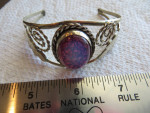 Vintage Silver Bracelet with Foil Wrapped Cabochons Opal