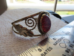 Vintage Silver Bracelet with Foil Wrapped Cabochons Opal