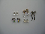 4 Pairs of Clip Earrings- Clear, Iridescent and Black Hanging Down