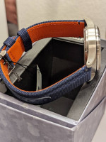 New in Box Seiko Men's Automatic 5 Sports Blue Nylon Strap Watch 39mm