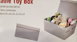 Toy Box Collapsible Chest with Flip-Top Lid, Gray & White Chevron Patt