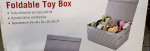 Toy Box Collapsible Chest with Flip-Top Lid, Gray & White Chevron Patt