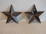 Lot of 2 Brown Metal Stars 7 1/2" Western Wall Decor