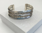 Navajo Sterling Silver Carinated Twisted Stamped Triple Strand Cuff