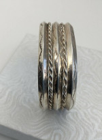 Navajo Sterling Silver Carinated Twisted Stamped Triple Strand Cuff