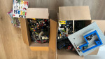 Lego table with 2 boxes of Legos and 2 chairs