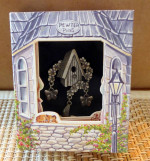 Birdhouse w/Flowers PIN~BROOCH~ Dangle Charms Bird Butterfly~ orig Box