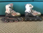 Girls Bladerunner Rollerblades Size 4. Includes Helmet