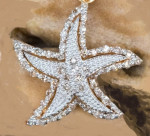 10k yellow gold starfish slide pendant features 53 single cut diamonds