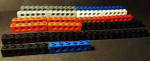 LEGO GUNINE 20 PIECES 1 X 6 W/5 HOLES MUTLI COLOR