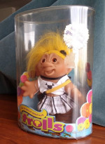 LOVE PIRATE: The Original Good Luck Troll from Denmark/Dam doll/yellow