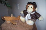 Wooden Airplane & Stuffed Monkey in Pilot clothes