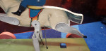 Antique Gibbs Toy #39 Hurdle Rider Tin & Wood Pull Toy