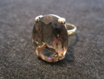 18k Ring Yellow Gold Vintage oval Smokey Quartz Size 6 VG conditio