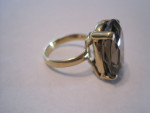 18k Ring Yellow Gold Vintage oval Smokey Quartz Size 6 VG conditio