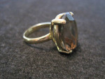 18k Ring Yellow Gold Vintage oval Smokey Quartz Size 6 VG conditio