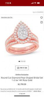 Round-Cut Diamond Pear-Shaped Bridal Set 1 ct tw 14K Rose Gold