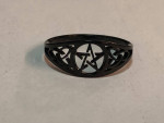 Women’s Irish Celtic Knot Ring w/Star - Stainless Black Sz7 - Silver S