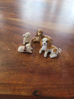 4 vintage doll house size dogs