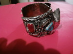 turquoise / coral Cuff Bracelet
