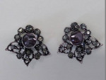 Vintage Silver-tone with Amethyst Clip-on Earrings