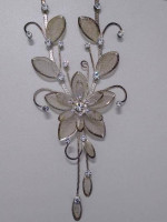 Vintage Gold-tone with Rhinestones Mesh Flower Necklace with earrings