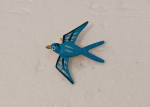 Vintage Blue Enamel Hand Painted Flying Bird Brooch OBO