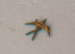 Vintage Blue Enamel Hand Painted Flying Bird Brooch OBO