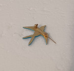 Vintage Blue Enamel Hand Painted Flying Bird Brooch OBO