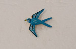 Vintage Blue Enamel Hand Painted Flying Bird Brooch OBO